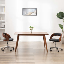 Eetkamerstoelen draaibaar 2 st gebogen hout en kunstleer zwart