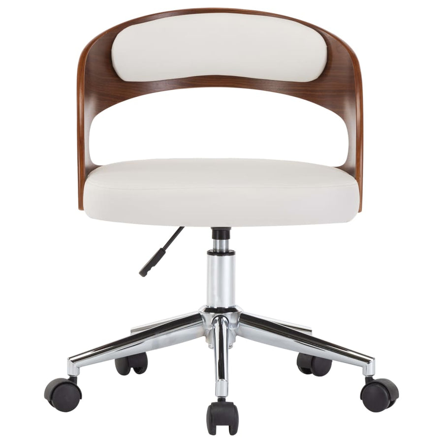 Eetkamerstoelen draaibaar 2 st gebogen hout en kunstleer wit
