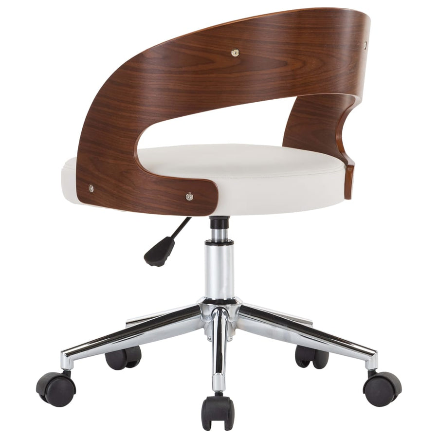 Eetkamerstoelen draaibaar 2 st gebogen hout en kunstleer wit