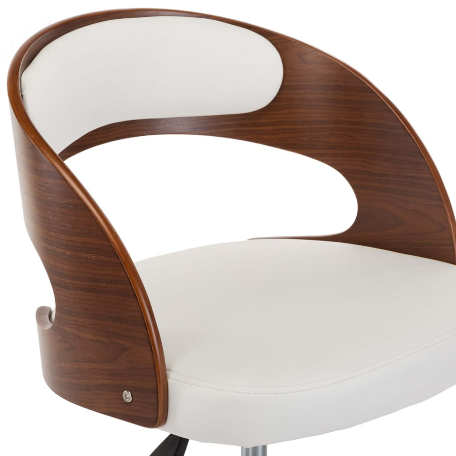 Eetkamerstoelen draaibaar 2 st gebogen hout en kunstleer wit