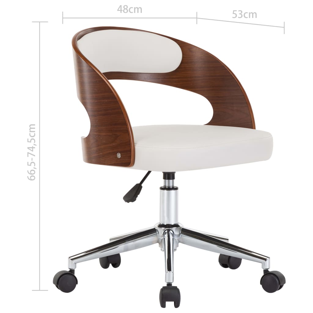 Eetkamerstoelen draaibaar 4 st gebogen hout en kunstleer wit
