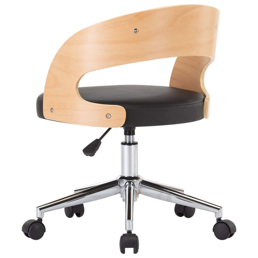 Eetkamerstoelen draaibaar 2 st gebogen hout en kunstleer zwart 2 Zwart en lichtbruin