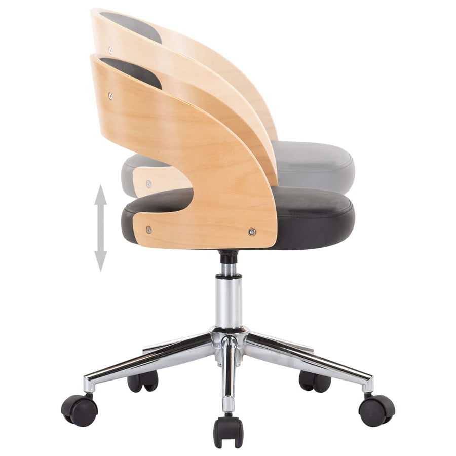 Eetkamerstoelen draaibaar 2 st gebogen hout en kunstleer zwart 2 Zwart en lichtbruin