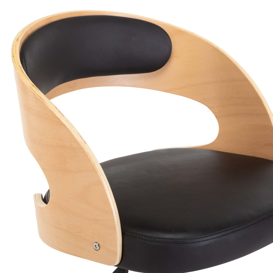 Eetkamerstoelen draaibaar 2 st gebogen hout en kunstleer zwart 2 Zwart en lichtbruin