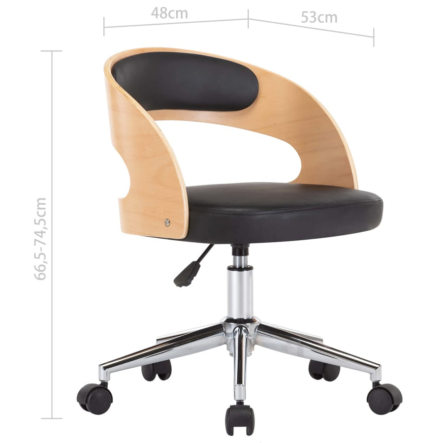 Eetkamerstoelen draaibaar 2 st gebogen hout en kunstleer zwart 2 Zwart en lichtbruin