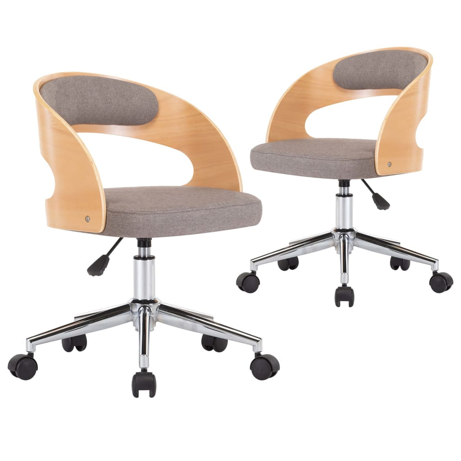Eetkamerstoelen draaibaar 2 st gebogen hout en stof taupe 2 Taupe