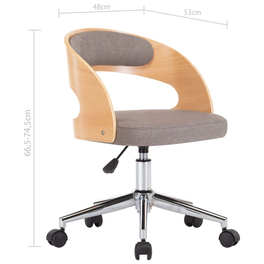 Eetkamerstoelen draaibaar 2 st gebogen hout en stof taupe 2 Taupe