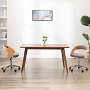 Eetkamerstoelen draaibaar 2 stuks gebogen hout stof taupe