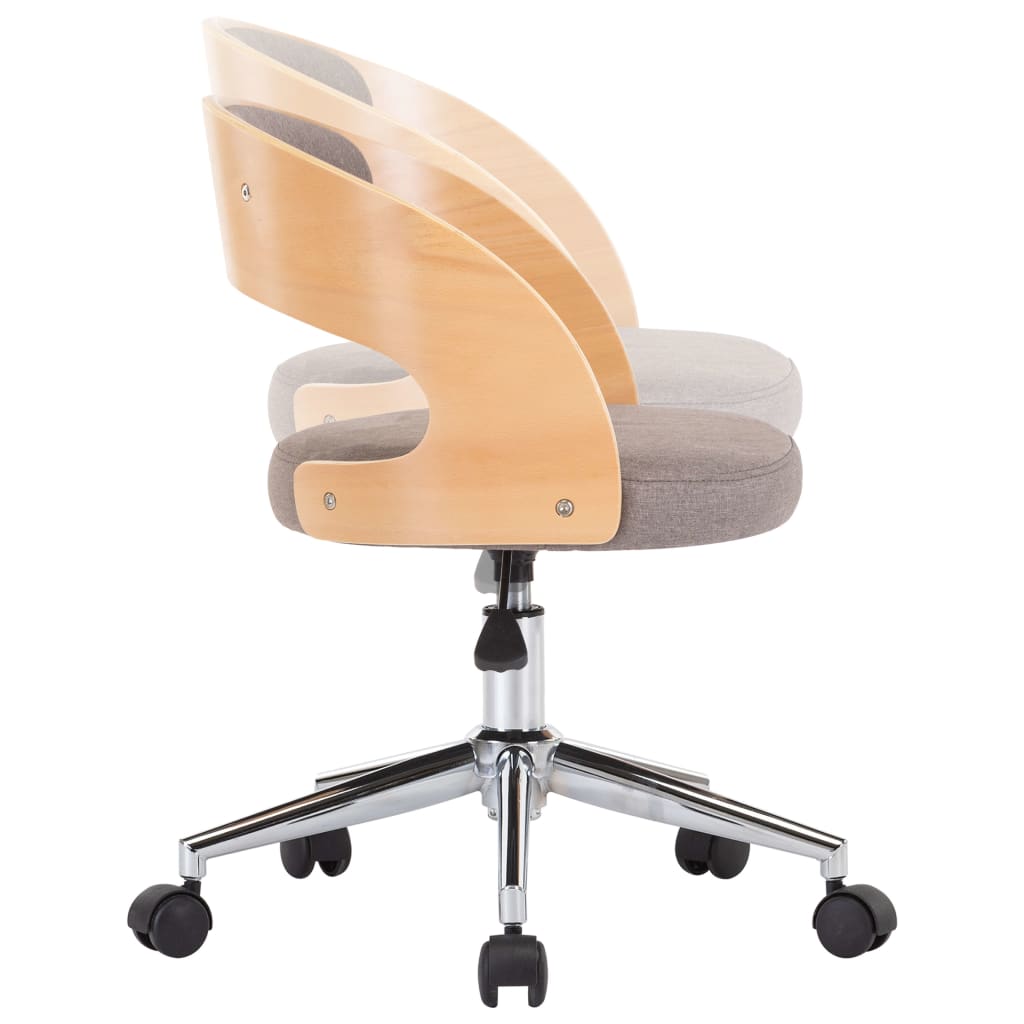 Eetkamerstoelen 4 st draaibaar gebogen hout en stof taupe 4 Taupe