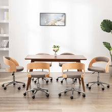 Eetkamerstoelen Draaibaar Gebogen Hout En Stof 6 Taupe