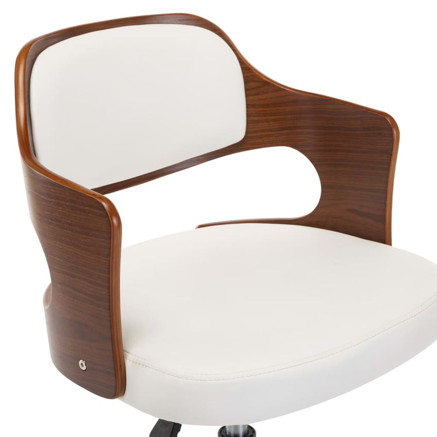 Eetkamerstoelen draaibaar 2 st gebogen hout en kunstleer wit 2 Wit