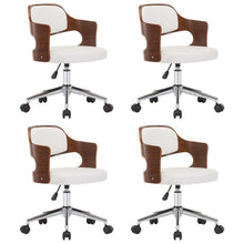 Eetkamerstoelen draaibaar 4 st gebogen hout en kunstleer wit 4 Wit