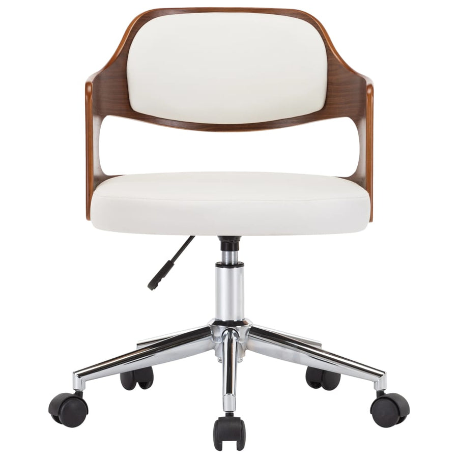 Eetkamerstoelen Draaibaar Gebogen Hout En Kunstleer 6 Wit
