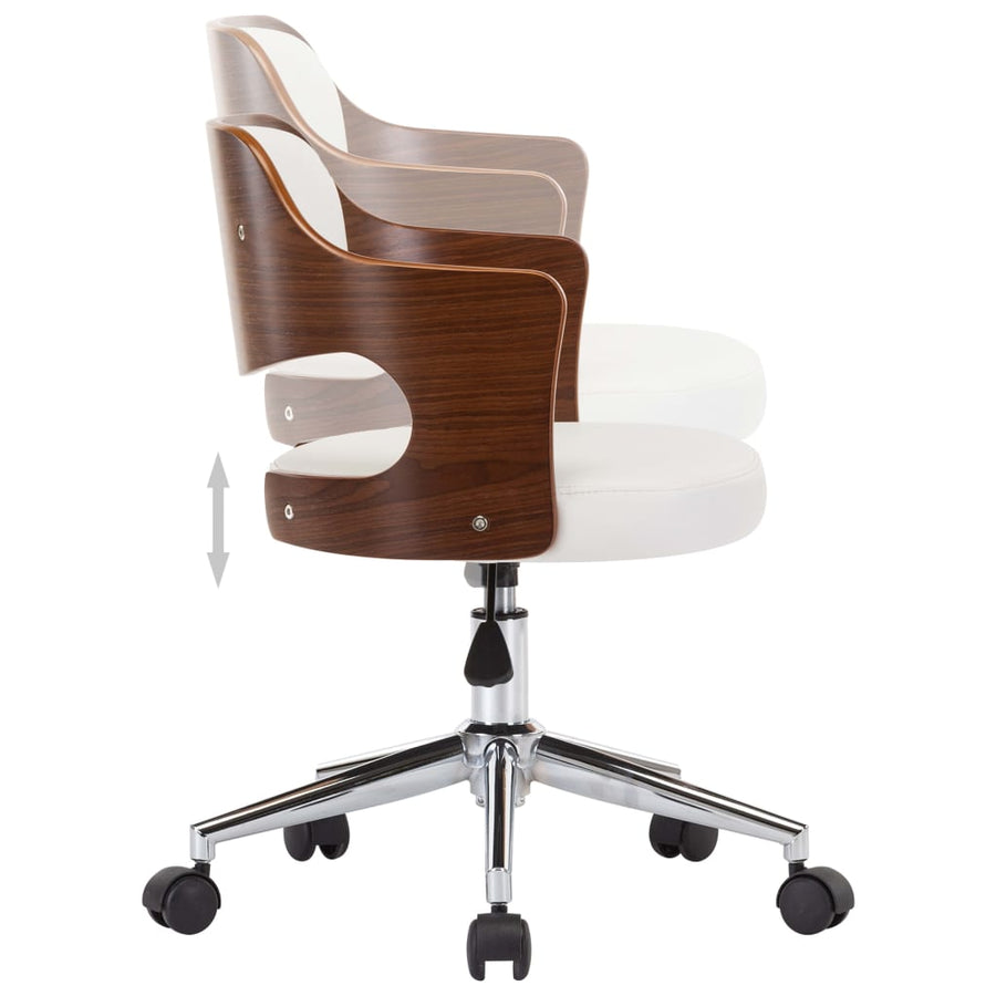Eetkamerstoelen Draaibaar Gebogen Hout En Kunstleer 6 Wit