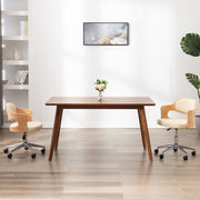 Eetkamerstoelen draaibaar 2 st gebogen hout kunstleer crème