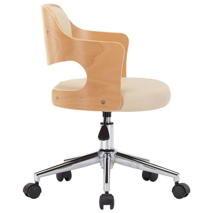 Eetkamerstoelen draaibaar 4 st gebogen hout en kunstleer crème