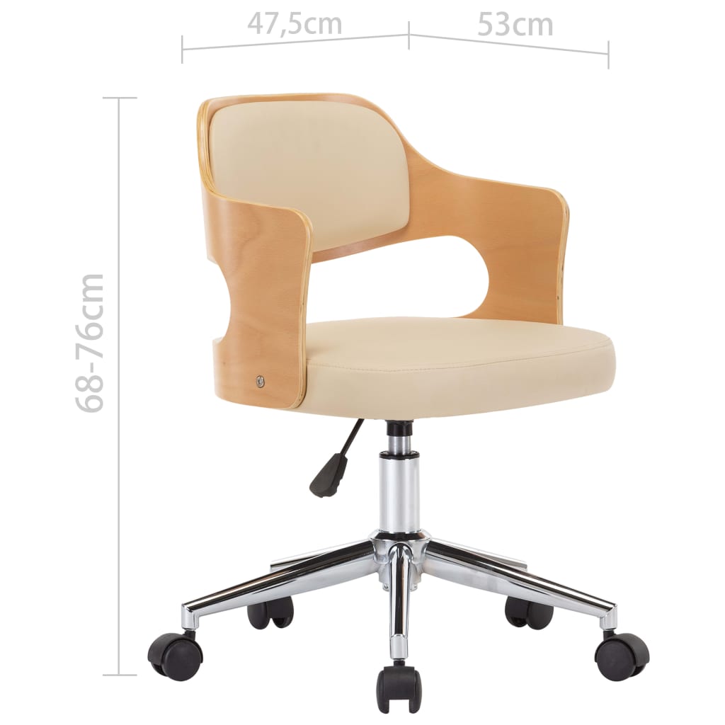 Eetkamerstoelen draaibaar 4 st gebogen hout en kunstleer crème
