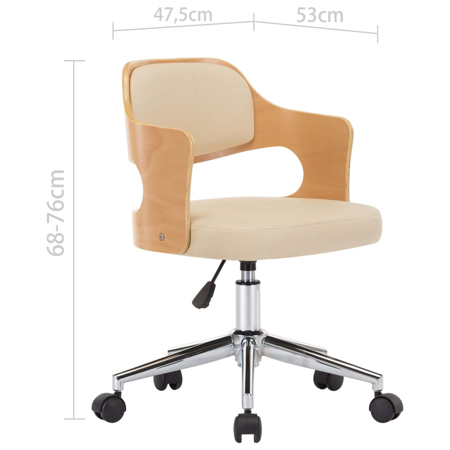 Eetkamerstoelen draaibaar 4 st gebogen hout en kunstleer crème