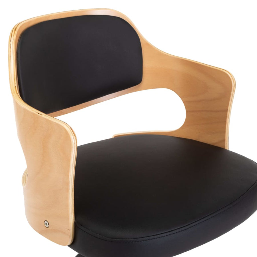Eetkamerstoelen Draaibaar Gebogen Hout En Kunstleer 2 Zwart en lichtbruin