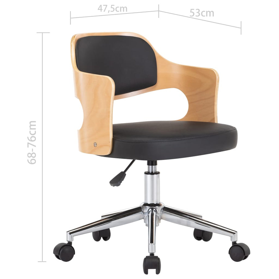 Eetkamerstoelen Draaibaar Gebogen Hout En Kunstleer 4 Zwart en lichtbruin