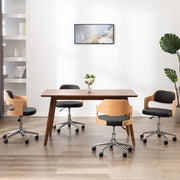 Eetkamerstoelen 4 st draaibaar gebogen hout kunstleer zwart
