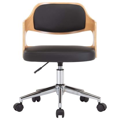 Eetkamerstoelen draaibaar 6 st gebogen hout en kunstleer zwart