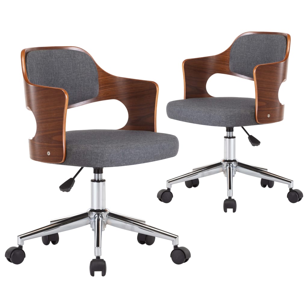 Eetkamerstoelen Draaibaar Gebogen Hout En Stof 2 Grijs