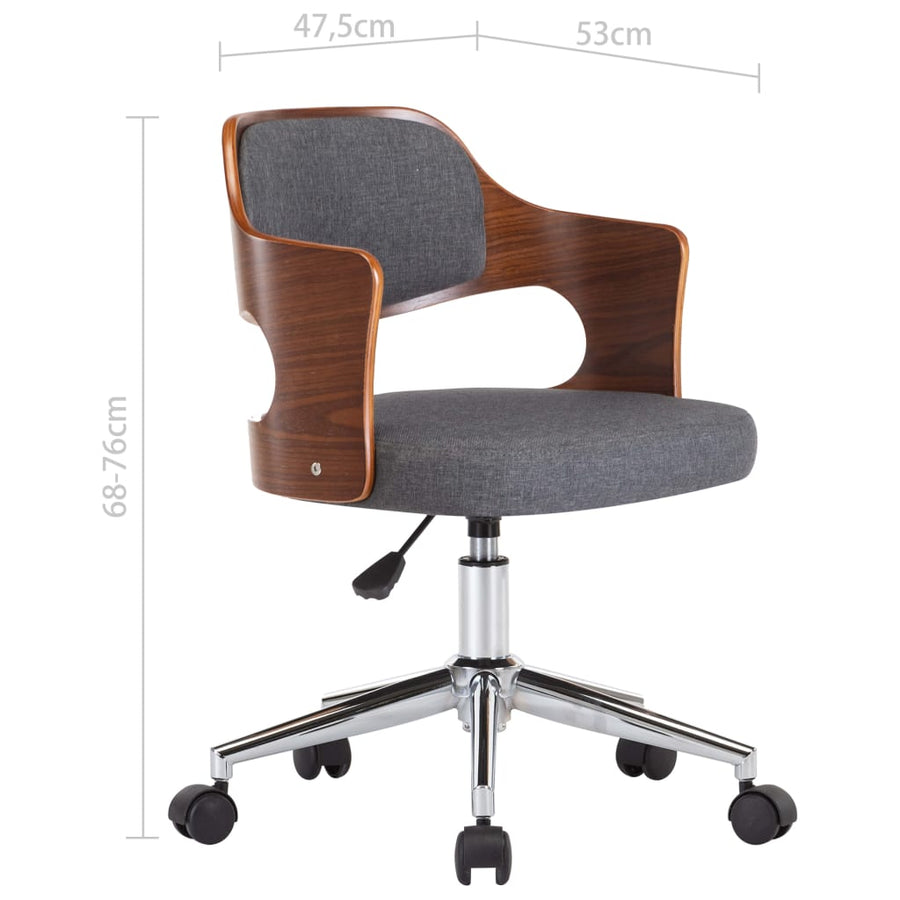 Eetkamerstoelen Draaibaar Gebogen Hout En Stof 2 Grijs