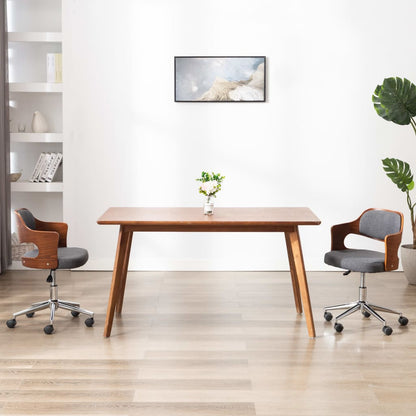 Eetkamerstoelen Draaibaar Gebogen Hout En Stof 2 Grijs