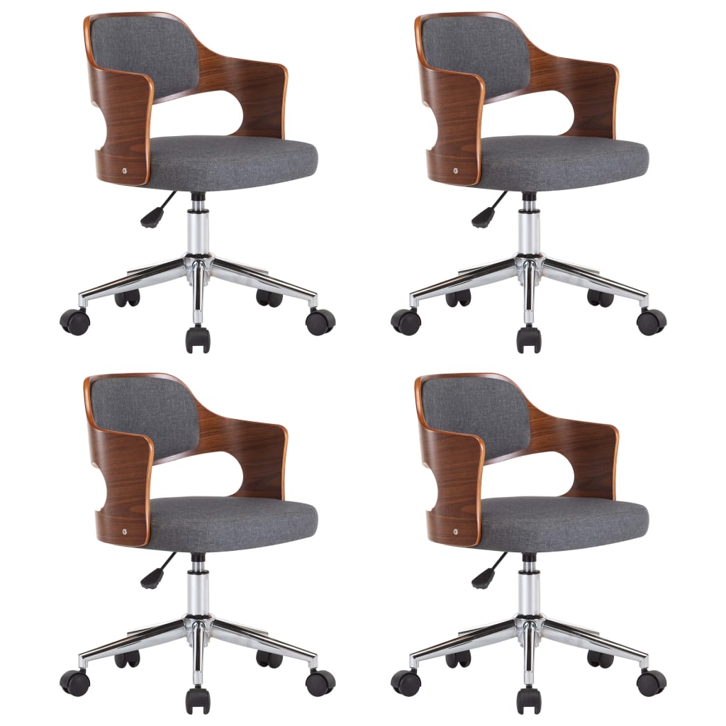 Eetkamerstoelen Draaibaar Gebogen Hout En Stof 4 Grijs