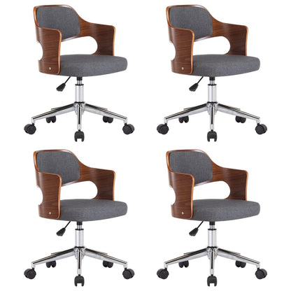 Eetkamerstoelen Draaibaar Gebogen Hout En Stof 4 Grijs