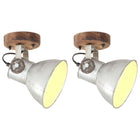Wandlamp plafondlamp industrieel 2 st E27 20x25 cm zilver mangohout