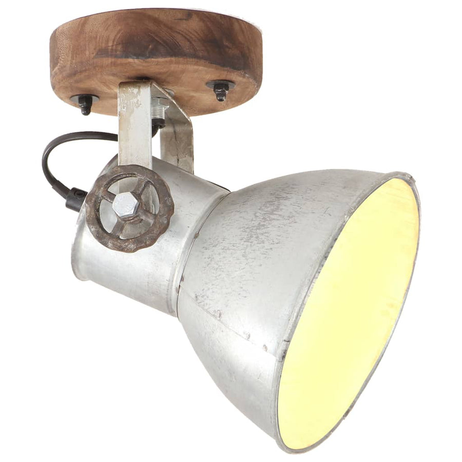 Wand-/plafondlampen industrieel 2 st E27 20x25 cm zilverkleurig 2 x enkele lamp Zilver