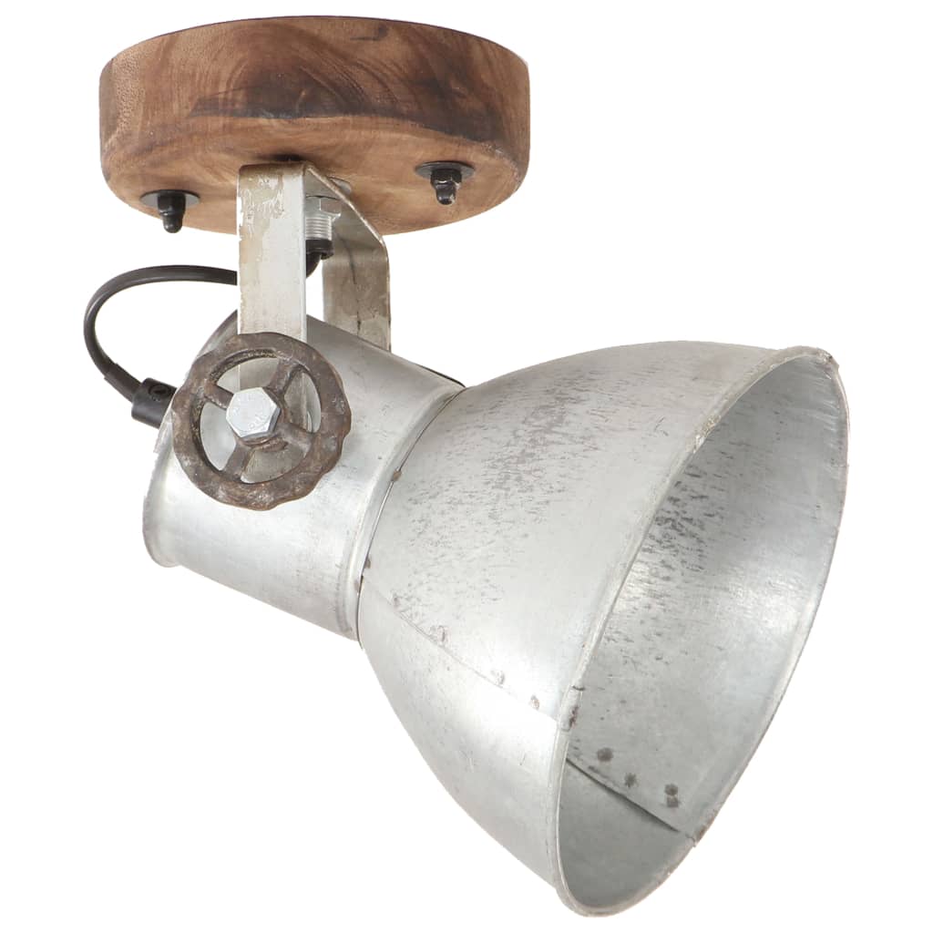 Wand-/plafondlampen industrieel 2 st E27 20x25 cm zilverkleurig 2 x enkele lamp Zilver