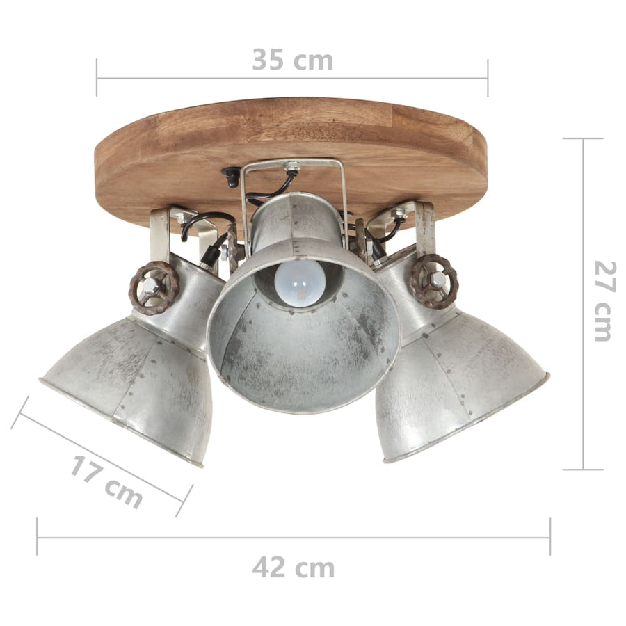 Plafondlamp Industrieel 25 W E27 42X27 Cm Kleurig Rond - 3 lampenkappen 1 Zilver