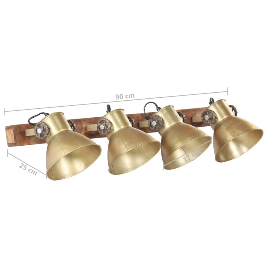 Wandlamp Industrieel E27 90X25 Cm Messingkleurig Koper 4 op een rij