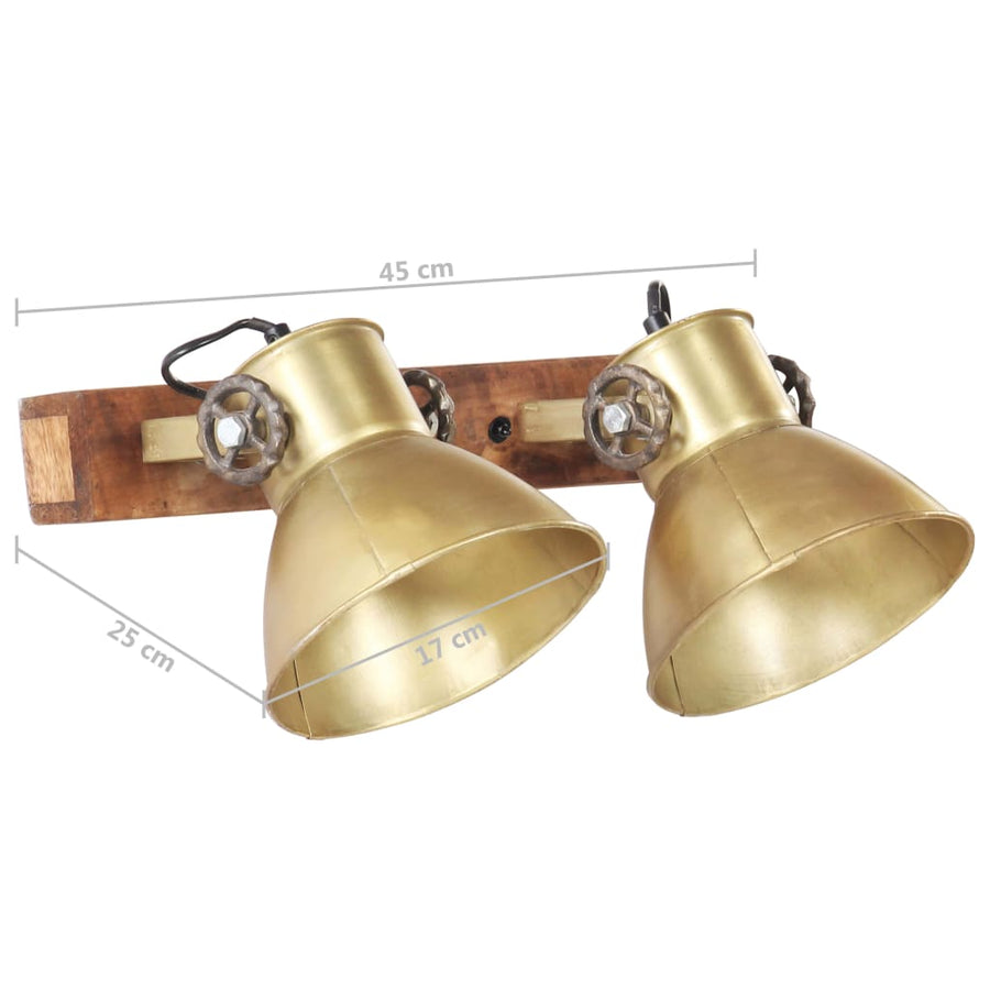 Wandlamp industrieel E27 45x25 cm messingkleurig 2 op een rij 1 Koper