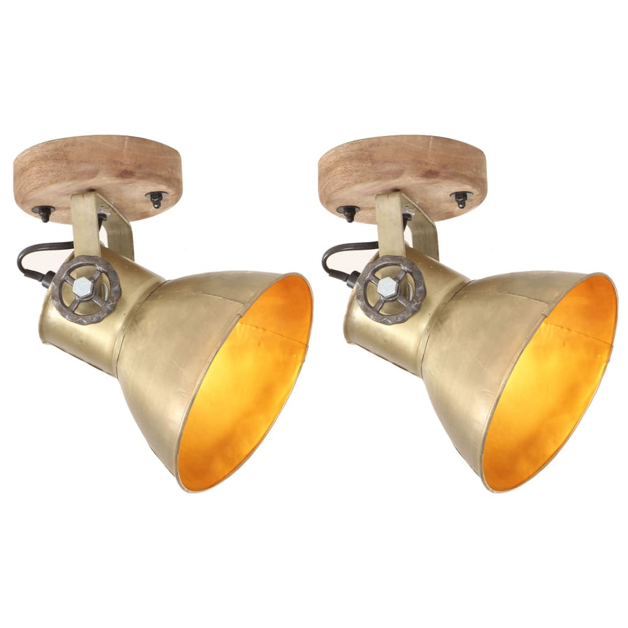 Wand-/Plafondlampen Industrieel 2 St E27 20X25 Cm Messingkleur 2 x enkele lamp Koper