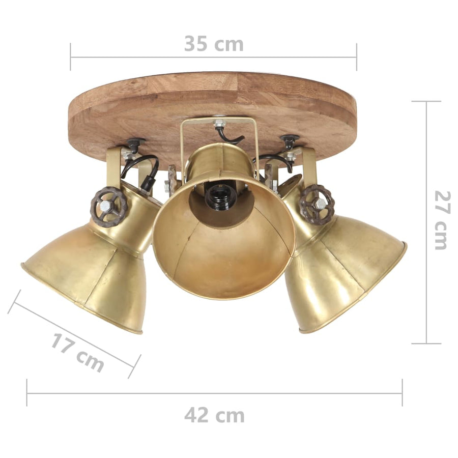Plafondlamp Industrieel 25 W E27 42X27 Cm Messingkleurig Rond - 3 lampenkappen 1 Koper