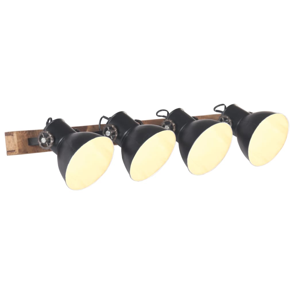 Wandlamp Industrieel E27 90X25 Cm Zwart 4 op een rij