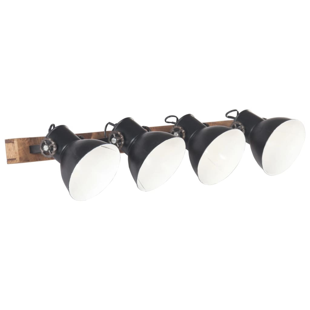 Wandlamp Industrieel E27 90X25 Cm Zwart 4 op een rij