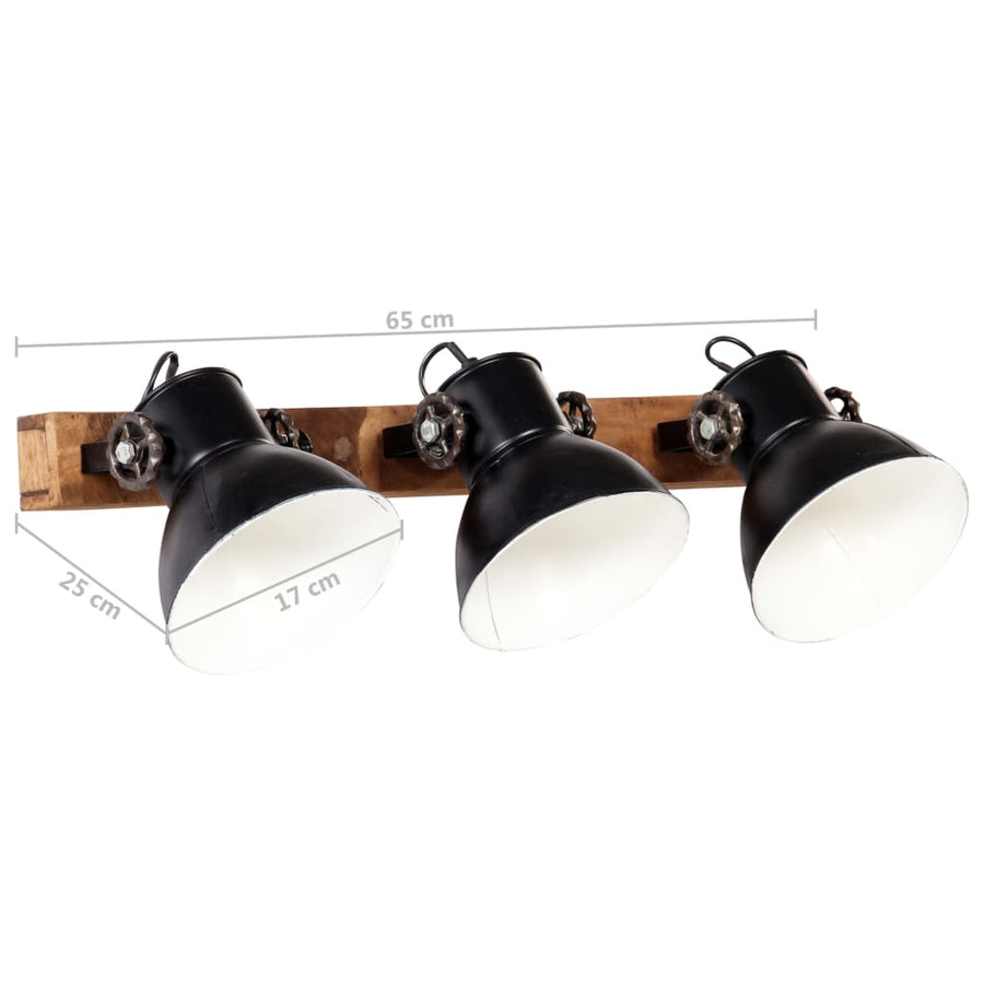 Wandlamp Industrieel E27 65X25 Cm Zwart 3 op een rij