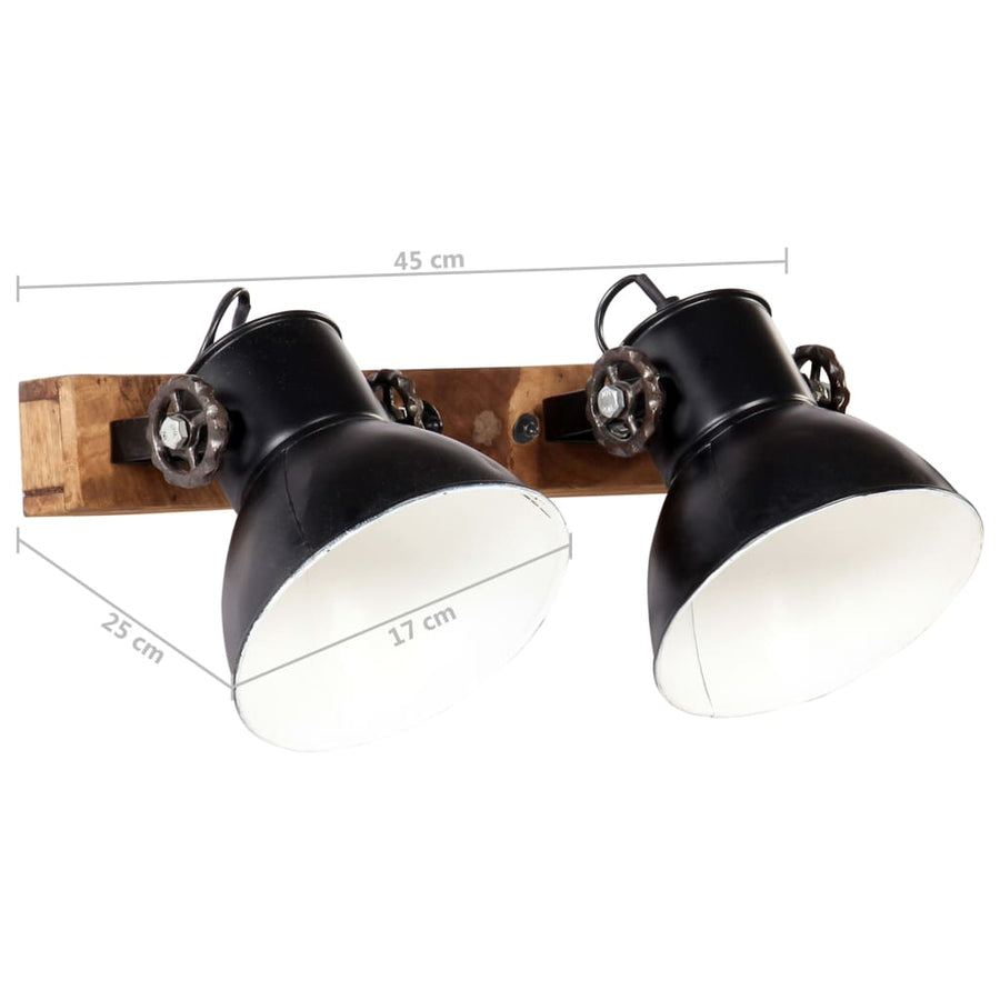 Wandlamp Industrieel E27 45X25 Cm 2 op een rij Zwart