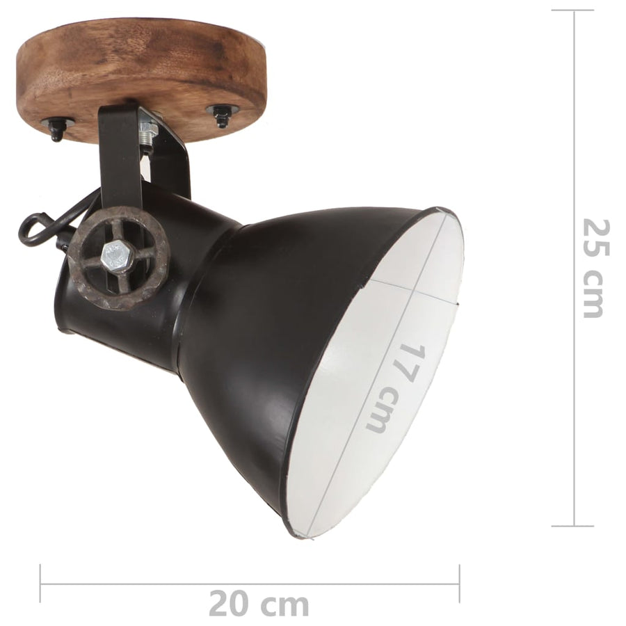 Wand-/plafondlampen industrieel 2 st E27 20x25 cm zwart 2 x enkele lamp 1 Zwart