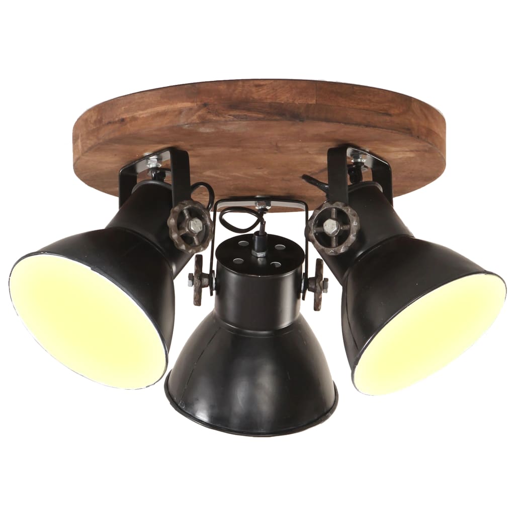 Plafondlamp industrieel 25 W E27 42x27 cm zwart Ronde plafondlamp 3 kappen 1 Zwart