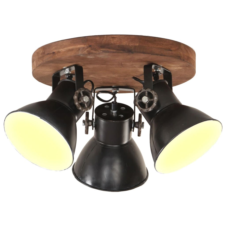 Plafondlamp industrieel 25 W E27 42x27 cm zwart Ronde plafondlamp 3 kappen 1 Zwart