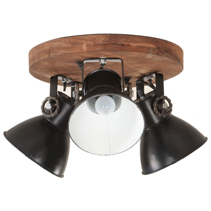 Plafondlamp industrieel 25 W E27 42x27 cm zwart Ronde plafondlamp 3 kappen 1 Zwart