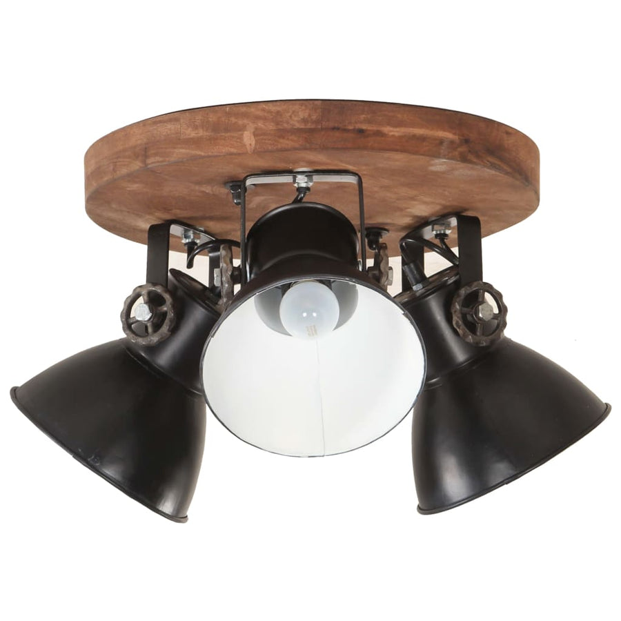 Plafondlamp industrieel 25 W E27 42x27 cm zwart Ronde plafondlamp 3 kappen 1 Zwart