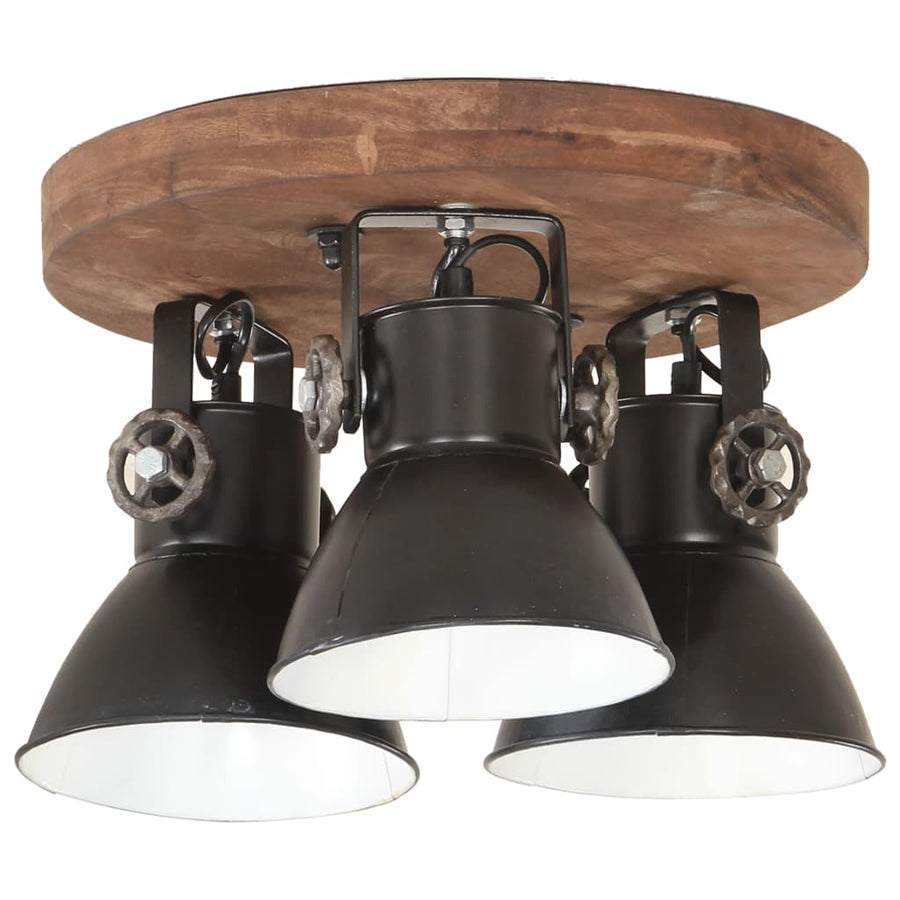 Plafondlamp industrieel 25 W E27 42x27 cm zwart Ronde plafondlamp 3 kappen 1 Zwart