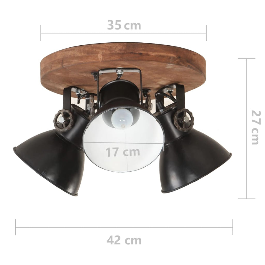Plafondlamp industrieel 25 W E27 42x27 cm zwart Ronde plafondlamp 3 kappen 1 Zwart